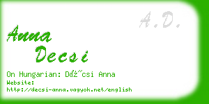 anna decsi business card
